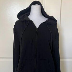 Eddie Bauer Black Long Sleeve Hooded Full Zip Sweatshirt Sweater size Large